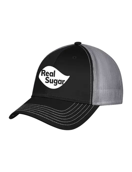 Black & Grey Mesh Trucker Cap Snap Back w/Real Sugar Logo