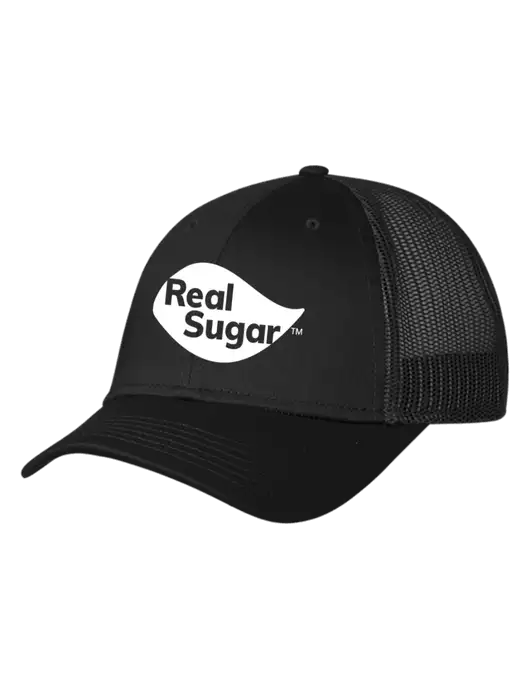 Black Mesh Trucker Cap Snap Back w/Real Sugar Logo