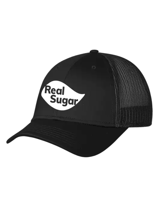 Black Mesh Trucker Cap Snap Back w/Real Sugar Logo
