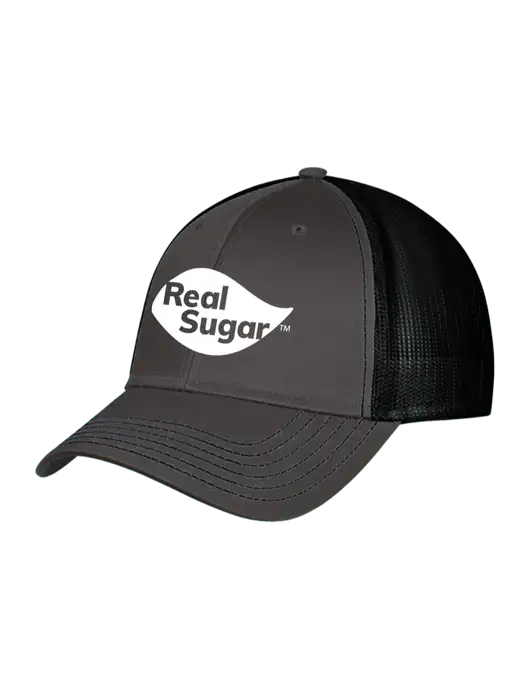 Charcoal & Black Mesh Trucker Cap Snap Back w/Real Sugar Logo