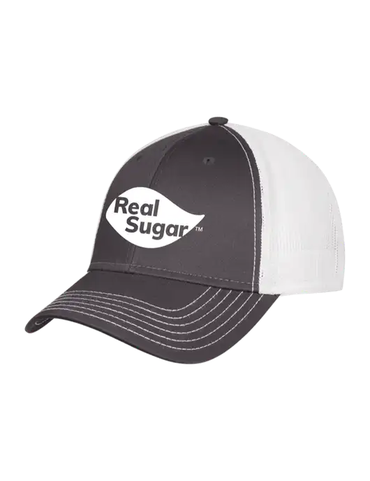 Dark Grey/White Mesh Trucker Cap Snap Back w/Real Sugar Logo