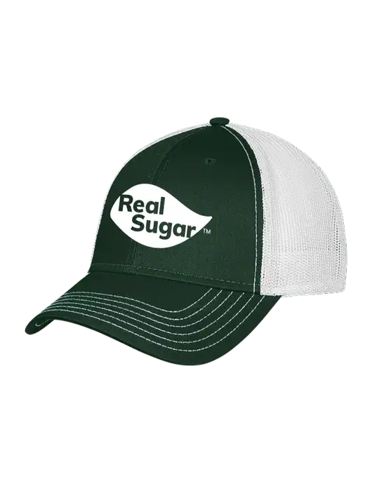 Dark Green/White Mesh Trucker Cap Snap Back w/Real Sugar Logo