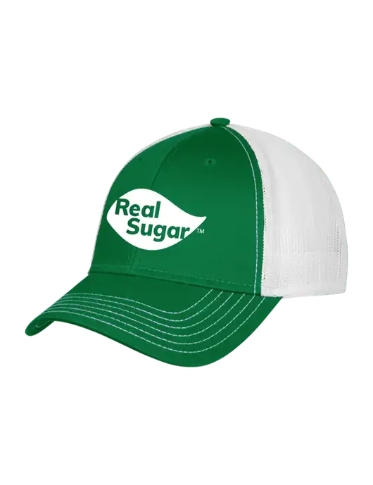 Kelly & White Mesh Trucker Cap Snap Back w/Real Sugar Logo