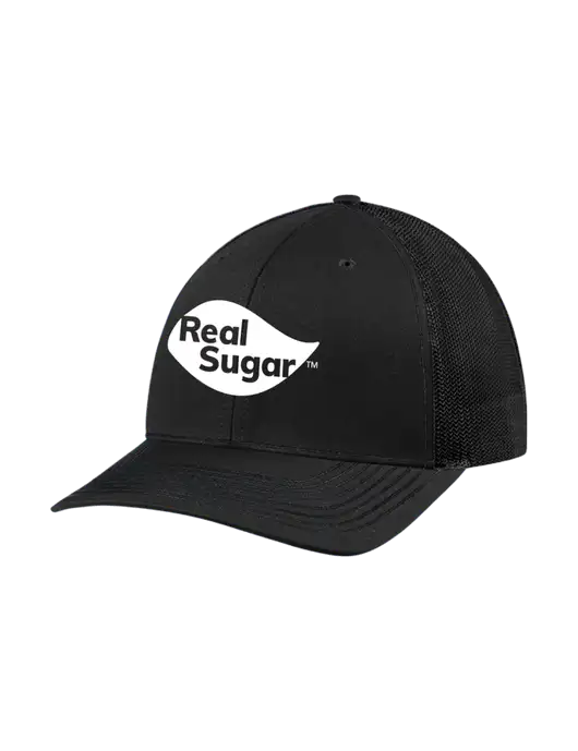Richardson Adjustable Snapback Original 112 Trucker Cap Black w/Black Mesh w/Real Sugar Logo