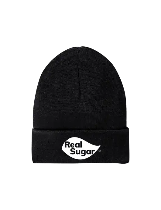 Recycled Black Beanie w/Real Sugar Logo