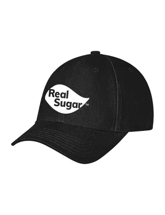 Black Structured Soft Snap Closure Hook & Loop Cap w/Real Sugar Logo
