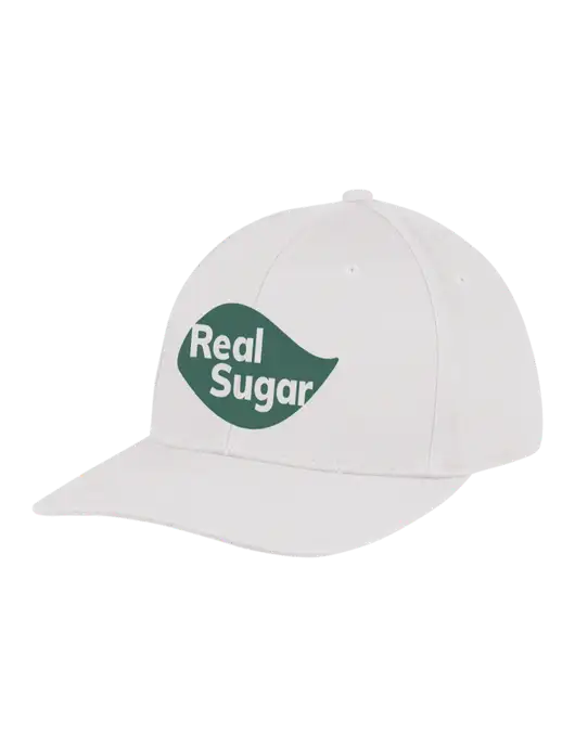 Premium Modern Structured Twill White Snapback Cap w/Real Sugar Logo
