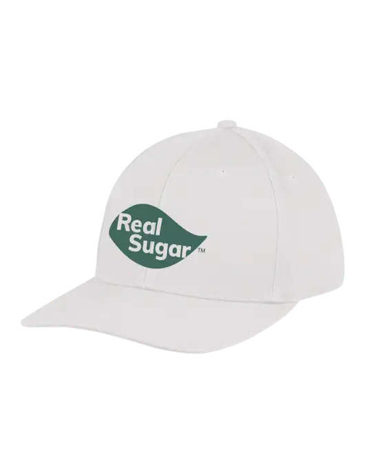 Premium Modern Structured Twill White Snapback Cap w/Real Sugar Logo