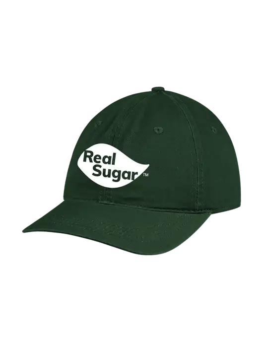 Garment Washed Unstructured Twill Dark Green Cap w/Real Sugar Logo