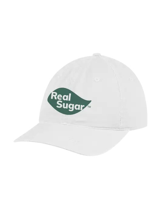 Garment Washed Unstructured Twill White Cap w/Real Sugar Logo