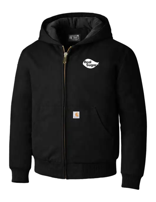 Carhartt Black Quilted-Flannel-Lined Duck Active Jacket w/Real Sugar Logo