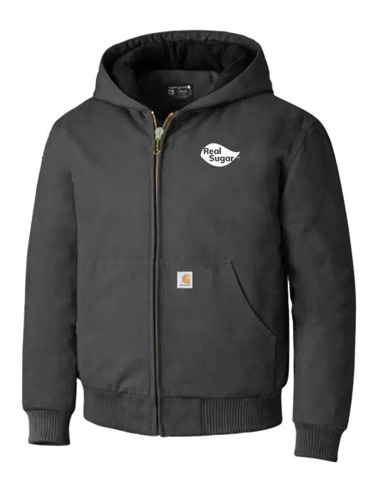 Carhartt Dark Grey Quilted-Flannel-Lined Duck Active Jacket w/Real Sugar Logo