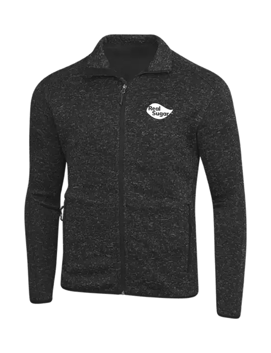 Black Heather Sweater Fleece Jacket w/Real Sugar Logo