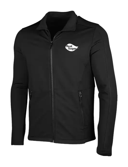 Deep Black Grid Fleece Jacket w/Real Sugar Logo