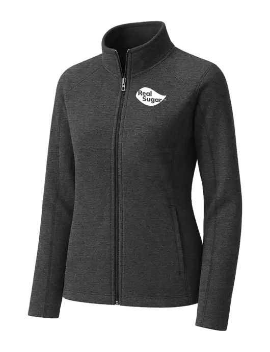 Charcoal Womens Heather Microfleece Full-Zip Jacket w/Real Sugar Logo
