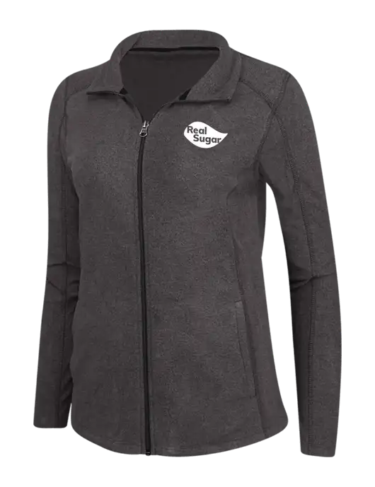 Charcoal Womens Heather Microfleece Full-Zip Jacket w/Real Sugar Logo
