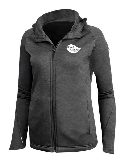 Dark Grey Heather Womens Tech Fleece Full-Zip Hooded Jacket w/Real Sugar Logo