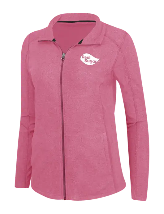 Fuchsia Heather Womens Heather Microfleece Full-Zip Jacket w/Real Sugar Logo