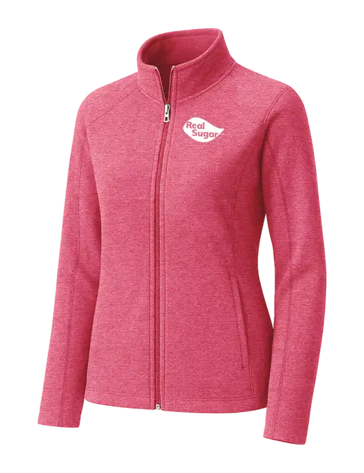 Fuchsia Heather Womens Heather Microfleece Full-Zip Jacket w/Real Sugar Logo