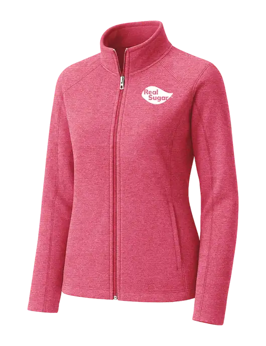 Fuchsia Heather Womens Heather Microfleece Full-Zip Jacket w/Real Sugar Logo