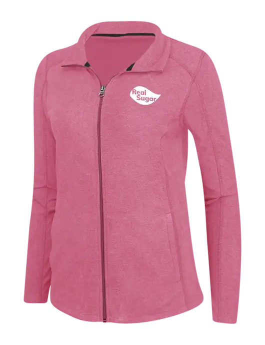 Fuchsia Heather Womens Heather Microfleece Full-Zip Jacket w/Real Sugar Logo