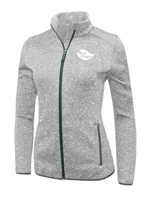 Grey Heather Womens Sweater Fleece Jacket w/Real Sugar Logo