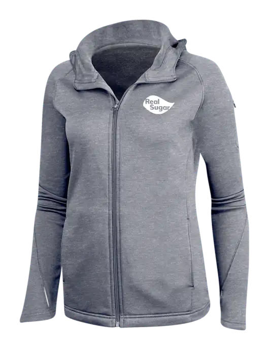 Light Grey Heather Womens Tech Fleece Full-Zip Hooded Jacket w/Real Sugar Logo