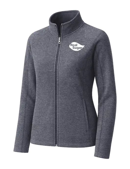 Light Navy Heather Womens Microfleece Full-Zip Jacket w/Real Sugar Logo