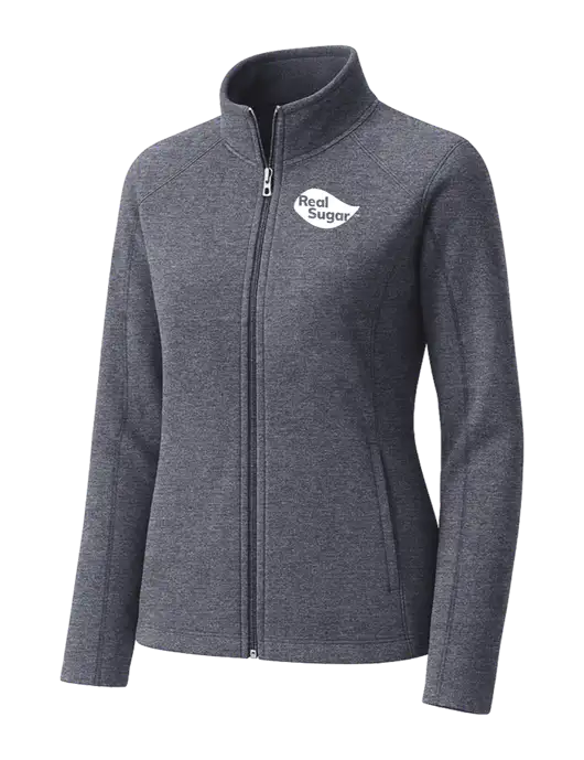 Light Navy Heather Womens Microfleece Full-Zip Jacket w/Real Sugar Logo