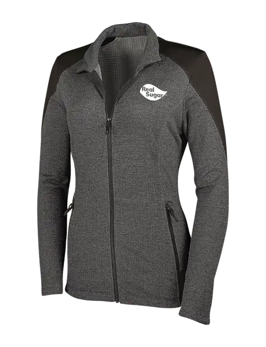 Medium Grey Heather Womens Grid Fleece Jacket w/Real Sugar Logo