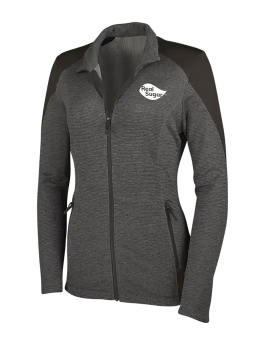 Medium Grey Heather Womens Grid Fleece Jacket w/Real Sugar Logo