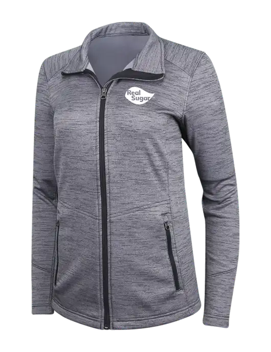 Medium Grey Womens Digi Stripe Fleece Jacket w/Real Sugar Logo