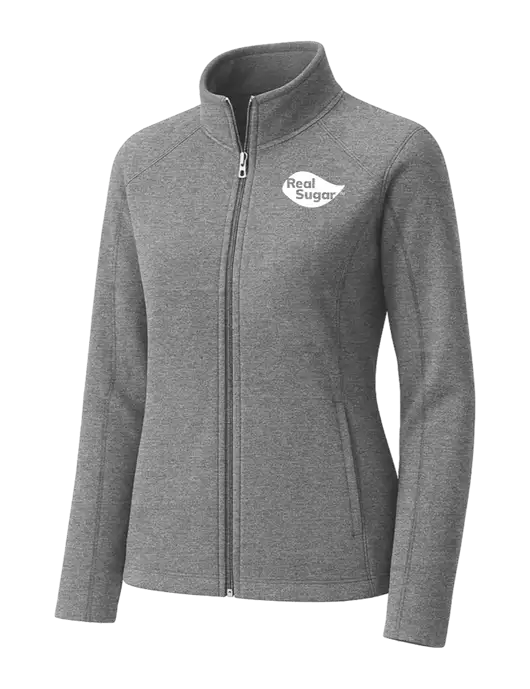 Medium Grey Womens Heather Microfleece Full-Zip Jacket w/Real Sugar Logo