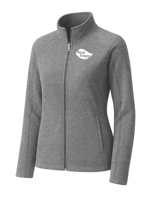 Medium Grey Womens Heather Microfleece Full-Zip Jacket w/Real Sugar Logo
