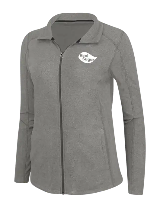 Medium Grey Womens Heather Microfleece Full-Zip Jacket w/Real Sugar Logo