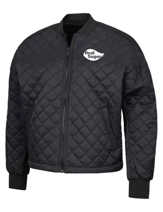 Mercer+Mettle Black Womens Boxy Quilted Jacket w/Real Sugar Logo