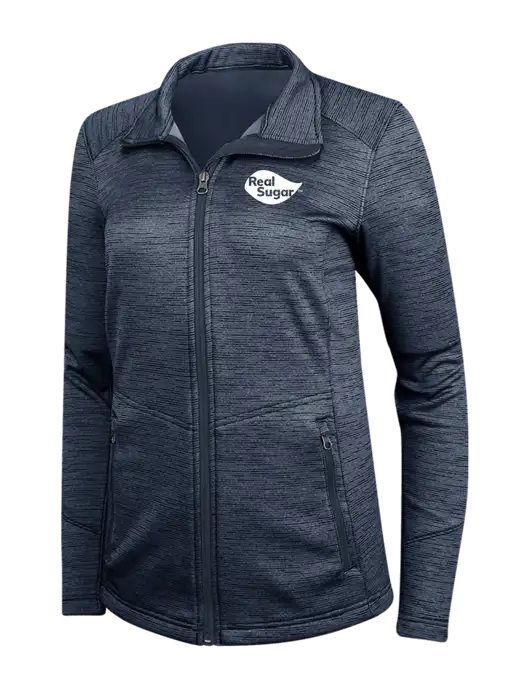 Navy Womens Digi Stripe Fleece Jacket w/Real Sugar Logo
