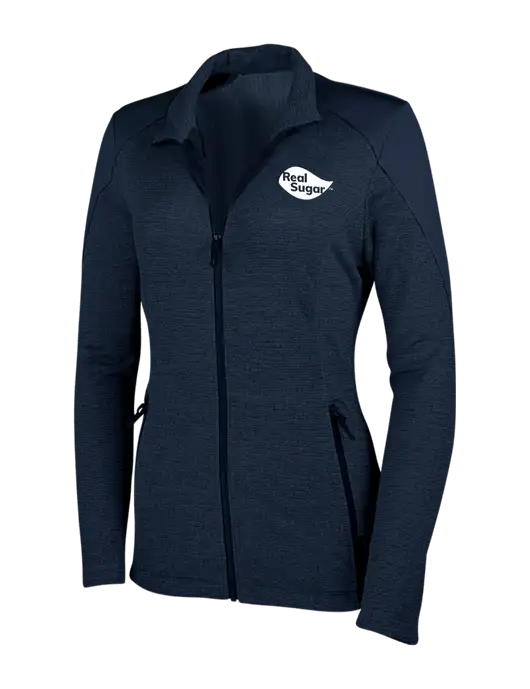 Navy Womens Grid Fleece Jacket w/Real Sugar Logo
