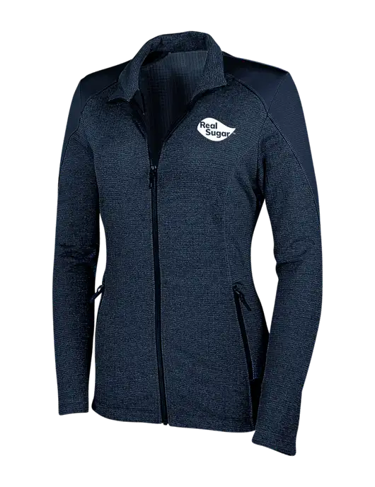 Navy Womens Grid Fleece Jacket w/Real Sugar Logo