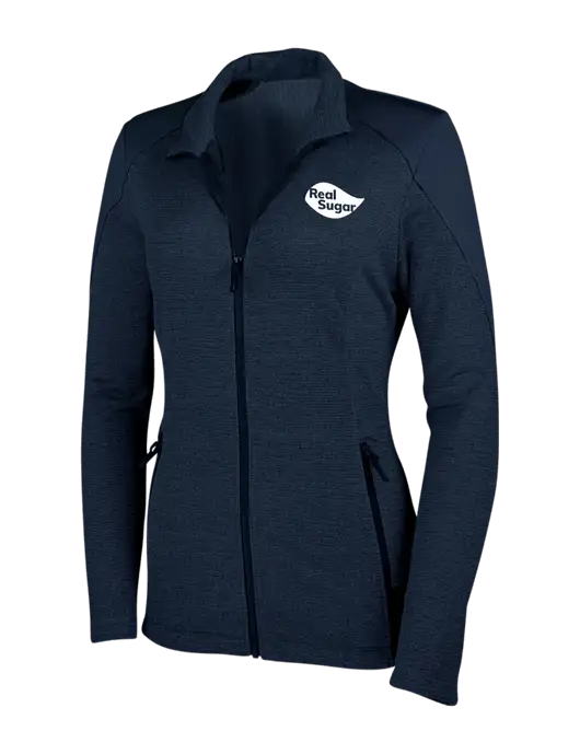 Navy Womens Grid Fleece Jacket w/Real Sugar Logo