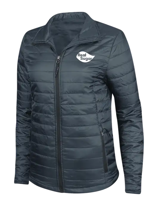 Navy Womens Puffy Packable Jacket w/Real Sugar Logo