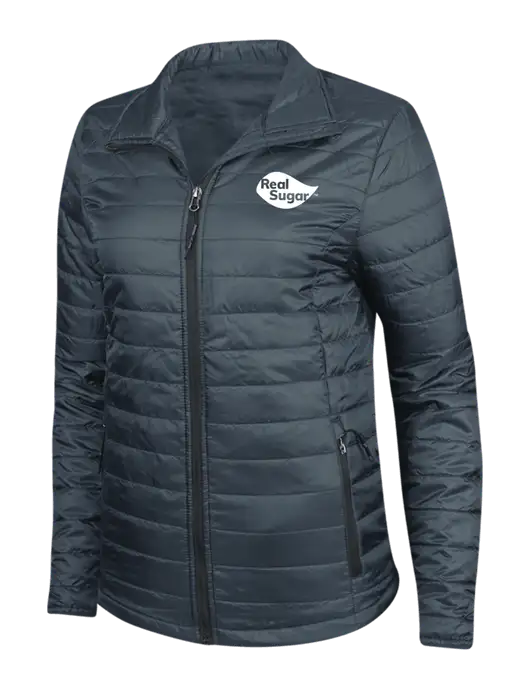 Navy Womens Puffy Packable Jacket w/Real Sugar Logo