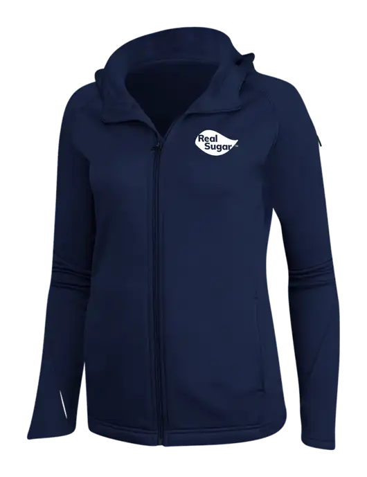 Navy Womens Tech Fleece Full-Zip Hooded Jacket w/Real Sugar Logo