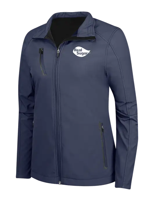 Navy Womens Welded Softshell Jacket w/Real Sugar Logo