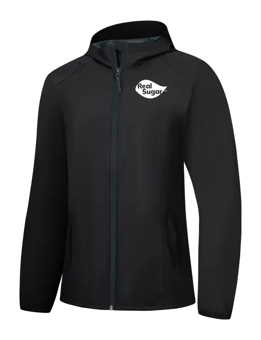 Womens Black Essential Rain Jacket w/Real Sugar Logo