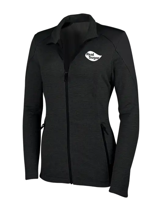 Womens Black Grid Fleece Jacket w/Real Sugar Logo