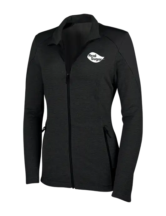 Womens Black Grid Fleece Jacket w/Real Sugar Logo