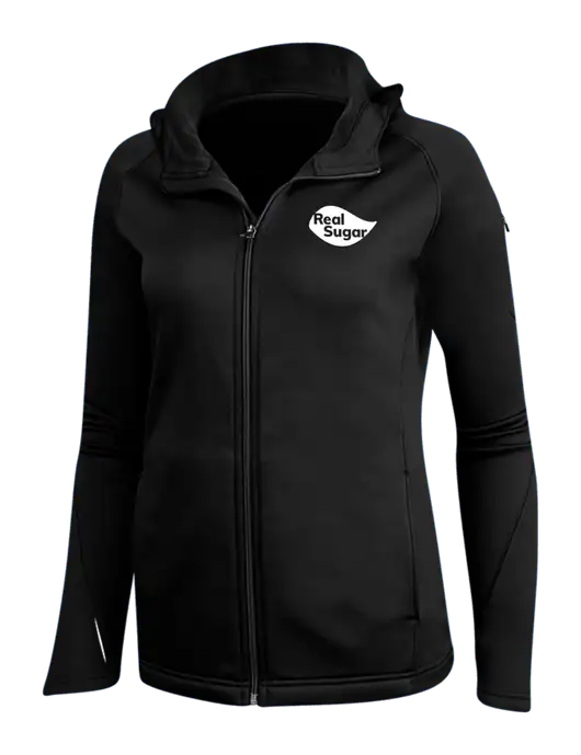 Womens Black Tech Fleece Full-Zip Hooded Jacket w/Real Sugar Logo