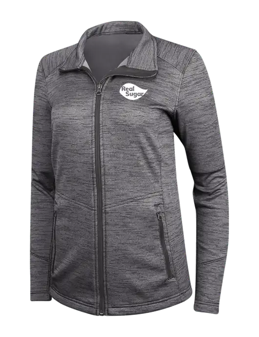 Womens Dark Grey Digi Stripe Fleece Jacket w/Real Sugar Logo