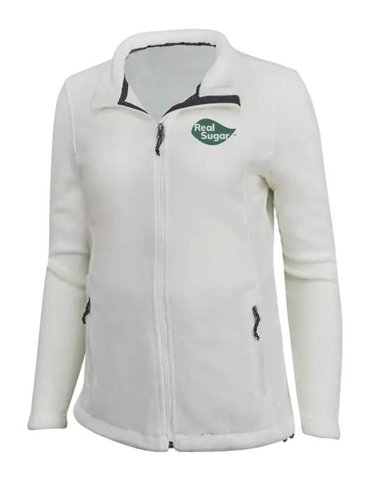 Womens White Fleece Jacket w/Real Sugar Logo